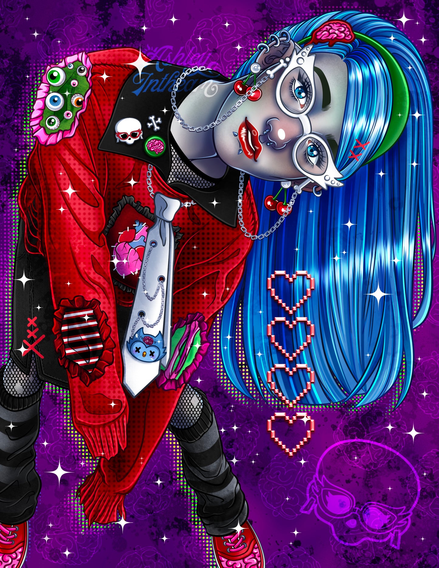 🖤 Preppy Goth Ghoulia - 8.5" x 11" Print🖤