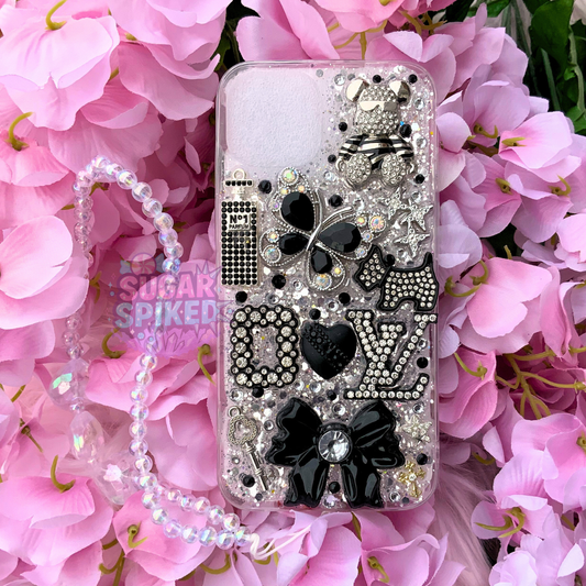 🖤 Black & Silver Luxe Charm iPhone 13 Case