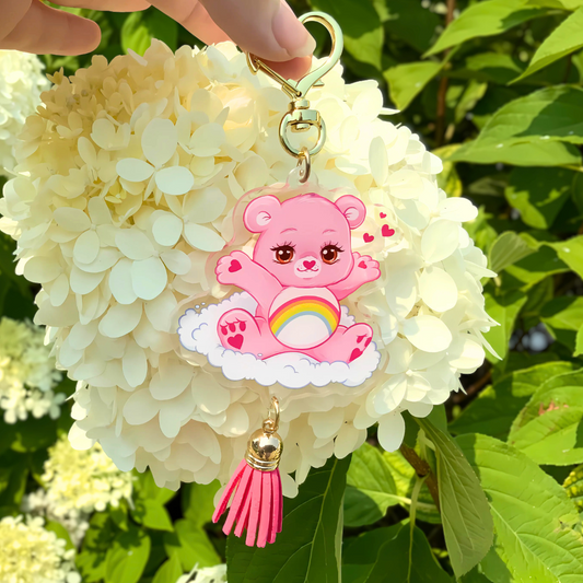 🌈 Cheer Bear Acrylic Keychain with Tassel