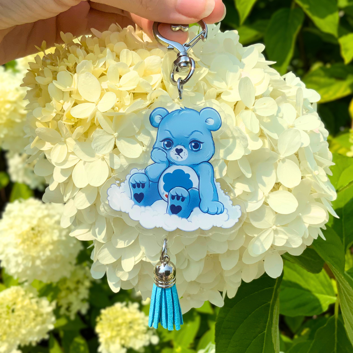 💙 Grumpy Bear Acrylic Keychain with Tassel – AshleyintheAM