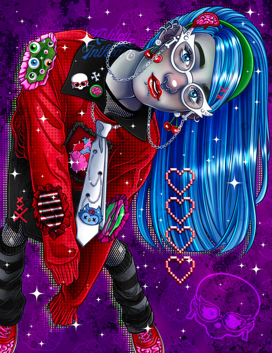 🖤 Preppy Goth Ghoulia - 8.5" x 11" Print🖤