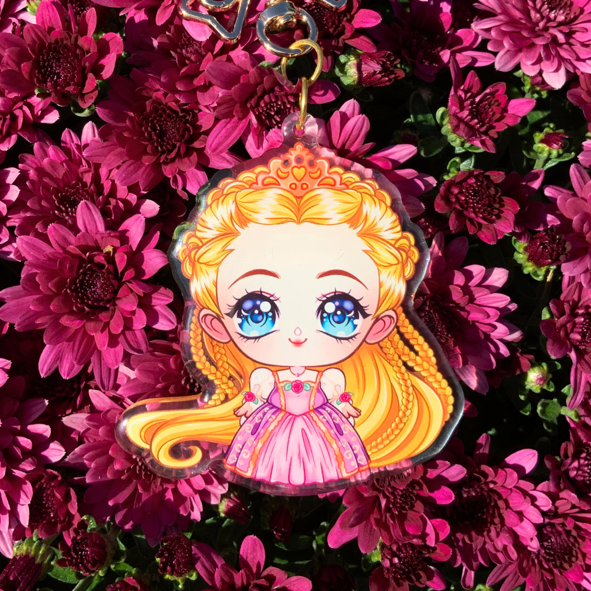🖌️ Chibi Rapunzel Acrylic Keychain – Barbie as Rapunzel