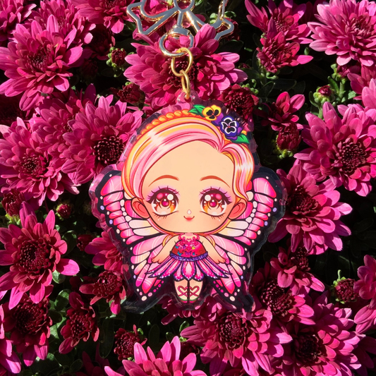 🦋 Chibi Mariposa Acrylic Keychain – Barbie Mariposa
